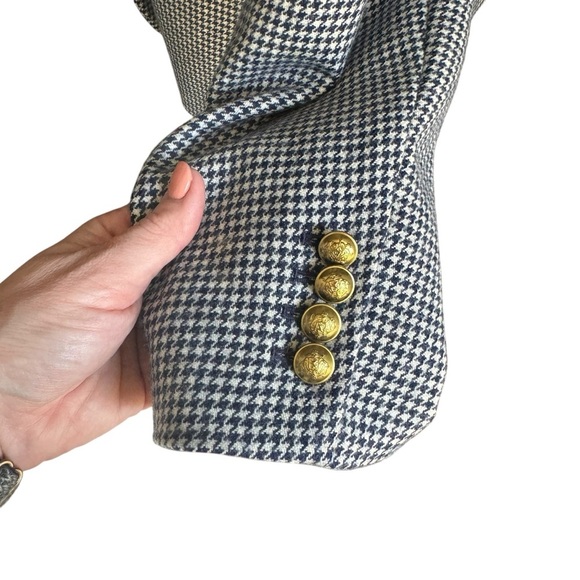 J. Crew - The Campbell Blue Houndstooth Wool Blend Blazer Sz 14 - Picture 6 of 11